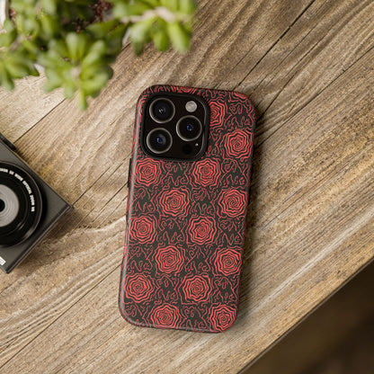 Red roses abstract geometric seamless pattern design