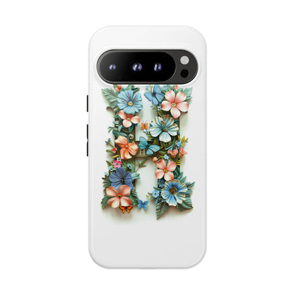 Floral Letter H Phone Case – Personalized Aesthetic Cover for iPhone, Samsung & Google Pixel