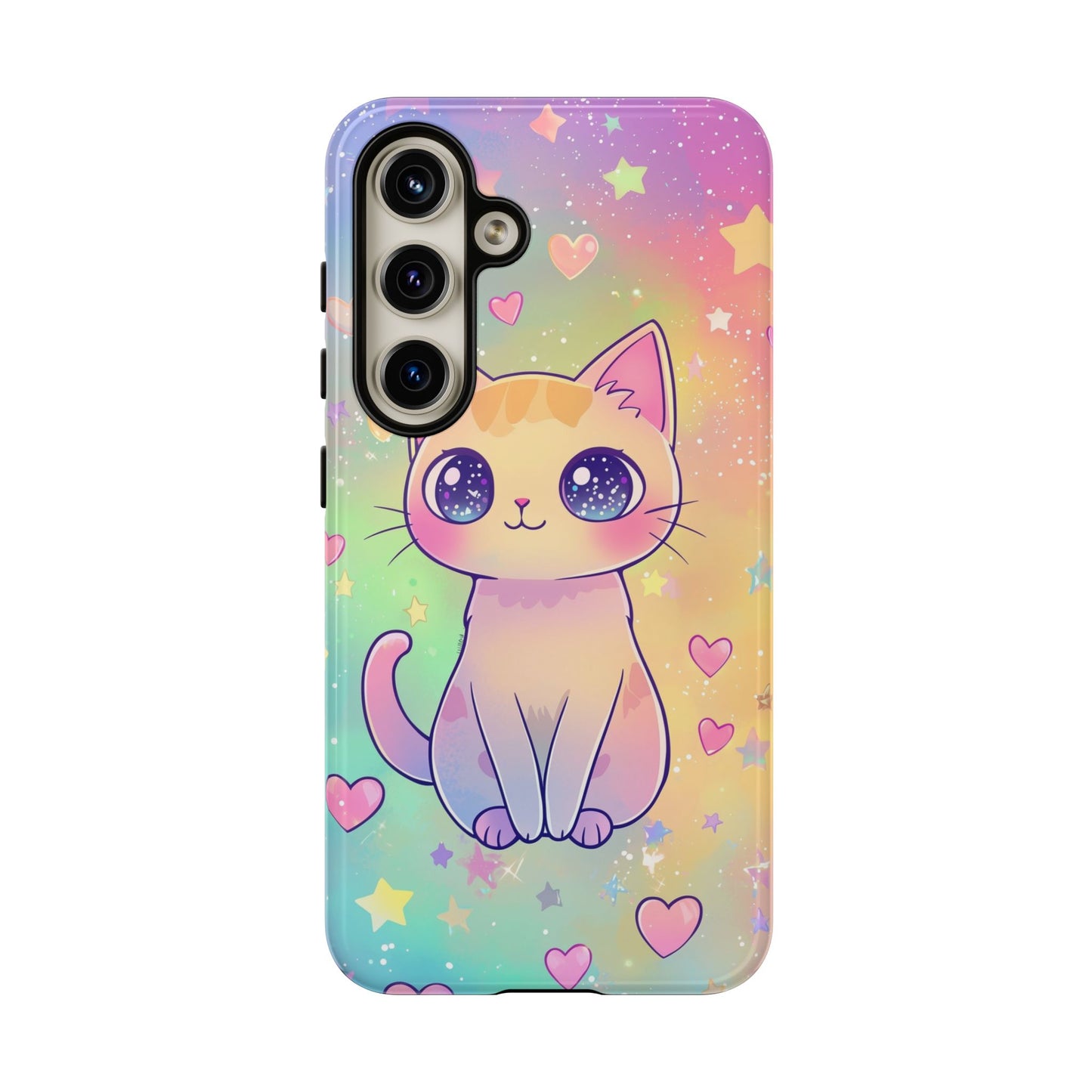 Rainbow Galaxy Cat Phone Case – Cute Anime Aesthetic for iPhone, Google Pixel & Samsung