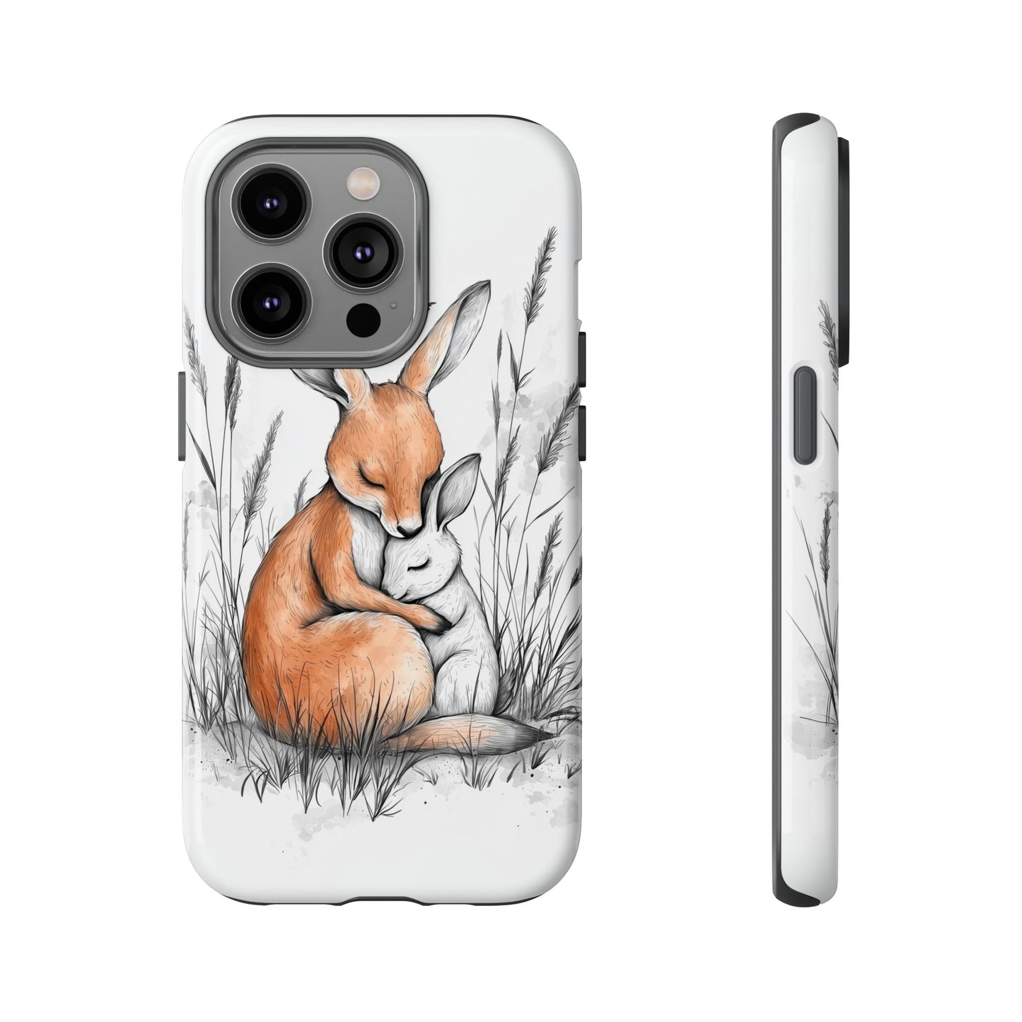 Bunny Embrace: Watercolor Woodland Hug Phone Case for iPhone, Samsung & Pixel
