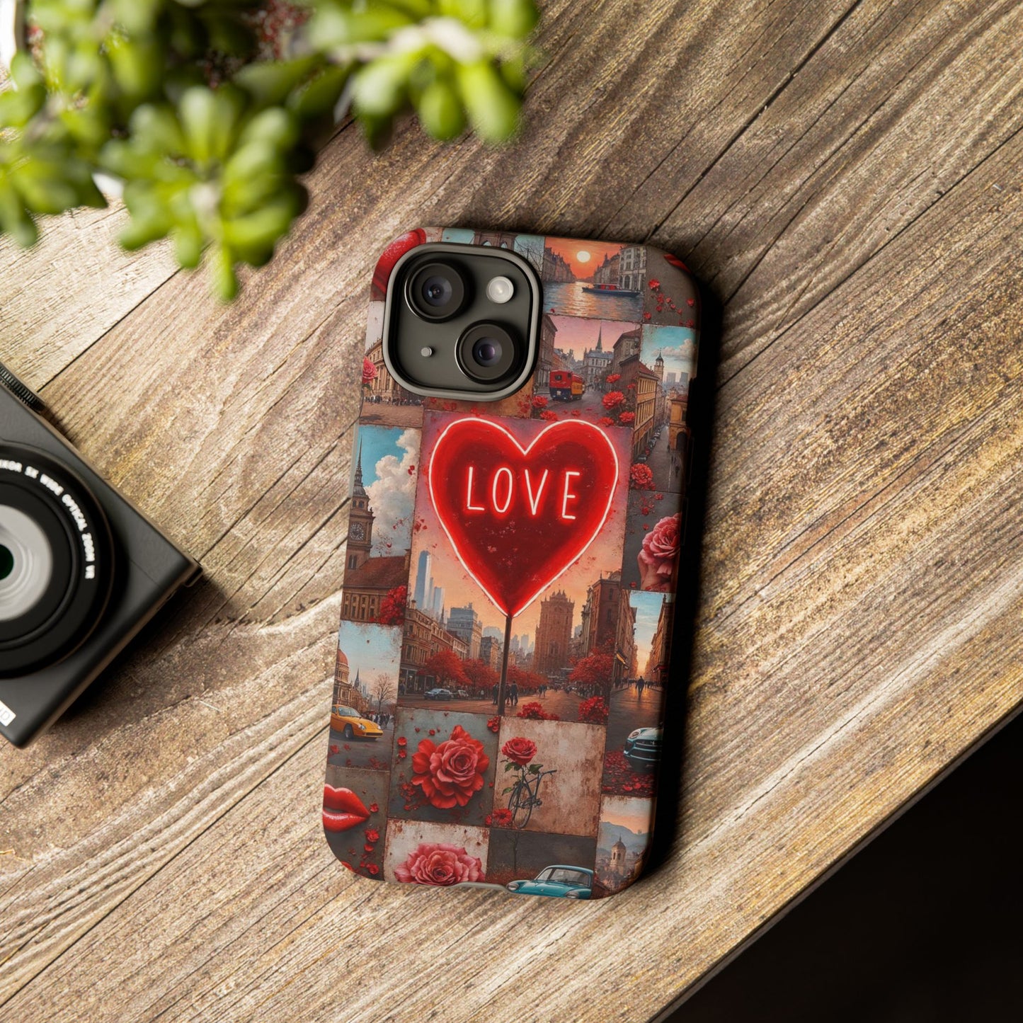 Neon Love Heart & Rose Phone Case
