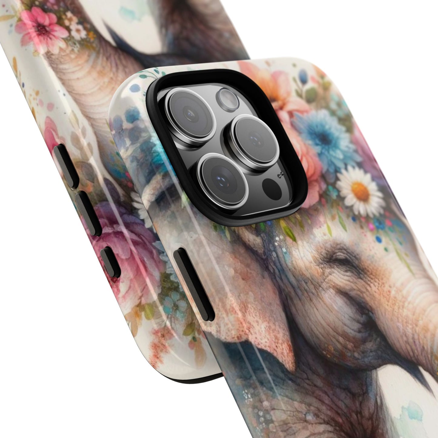 Joyful Floral Elephant Mobile Cover – Whimsical Watercolor Art