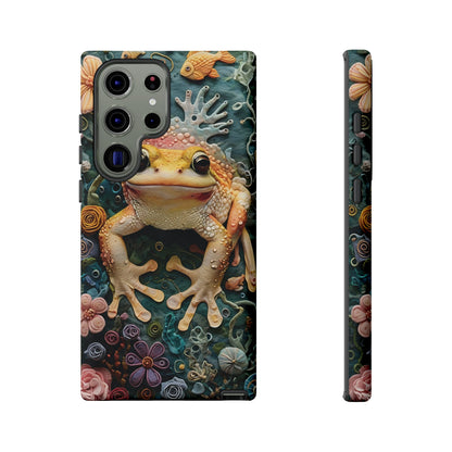 Intricate 3D Felt Artwork of Underwater Ecosystem with Frog phone case design.