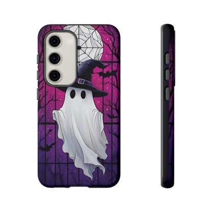 Stylized Halloween Illustration of a Ghost in Stained Glass  phone case design.