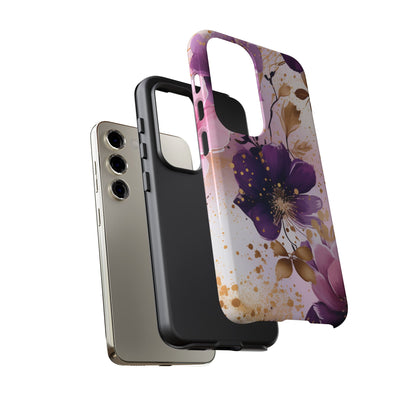 Luxury Purple & Gold Floral Aesthetic Mobile Case