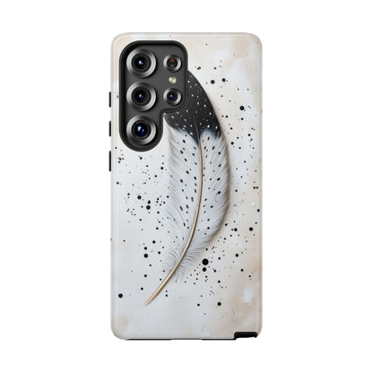 Elegant Owl Feather Phone Case – Black & White for iPhone, Samsung & Google Pixel