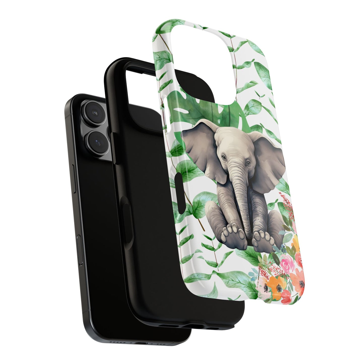 Cute Baby Elephant Mobile Cover – Floral & Tropical Aesthetic