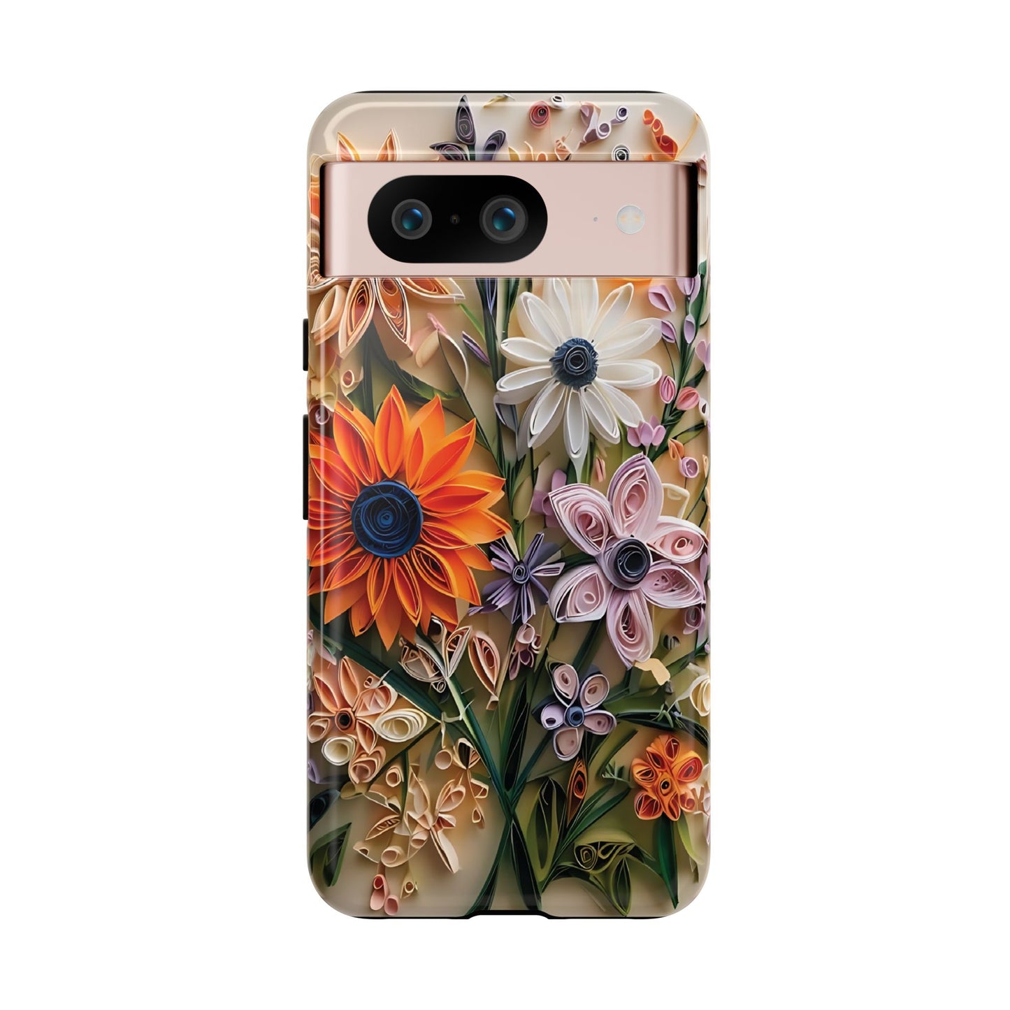 Intricate Quilled Floral Artwork In Vibrant Colors phone case design.