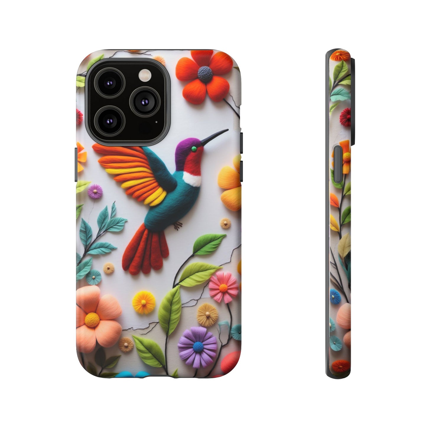 Embroidered Hummingbird with Floral Design | Nature's Elegant Stitch | iPhone 16 Pro