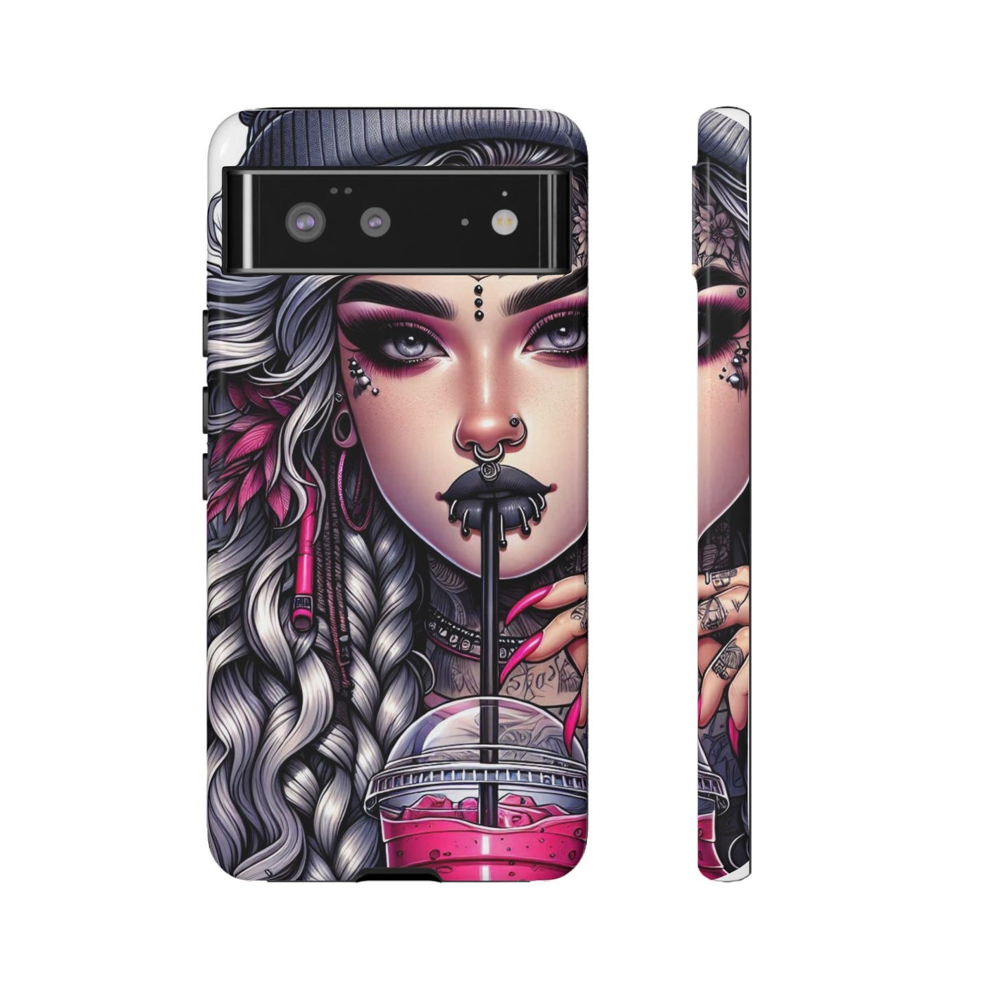 Icy Rebel – Silver Dreads & Edgy Street Chic Mobile Cover
