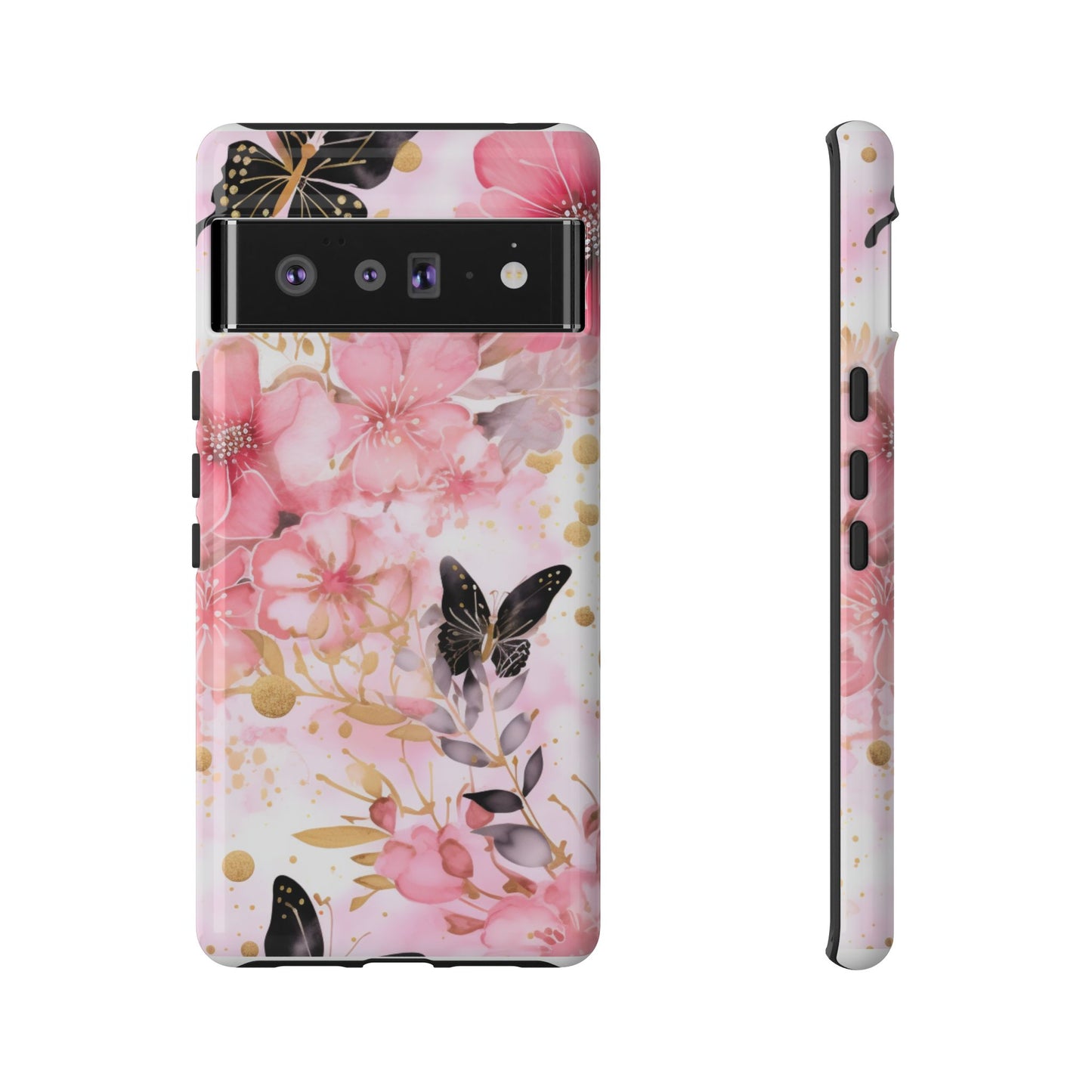 Pink Blossom & Gold Butterfly Mobile Case