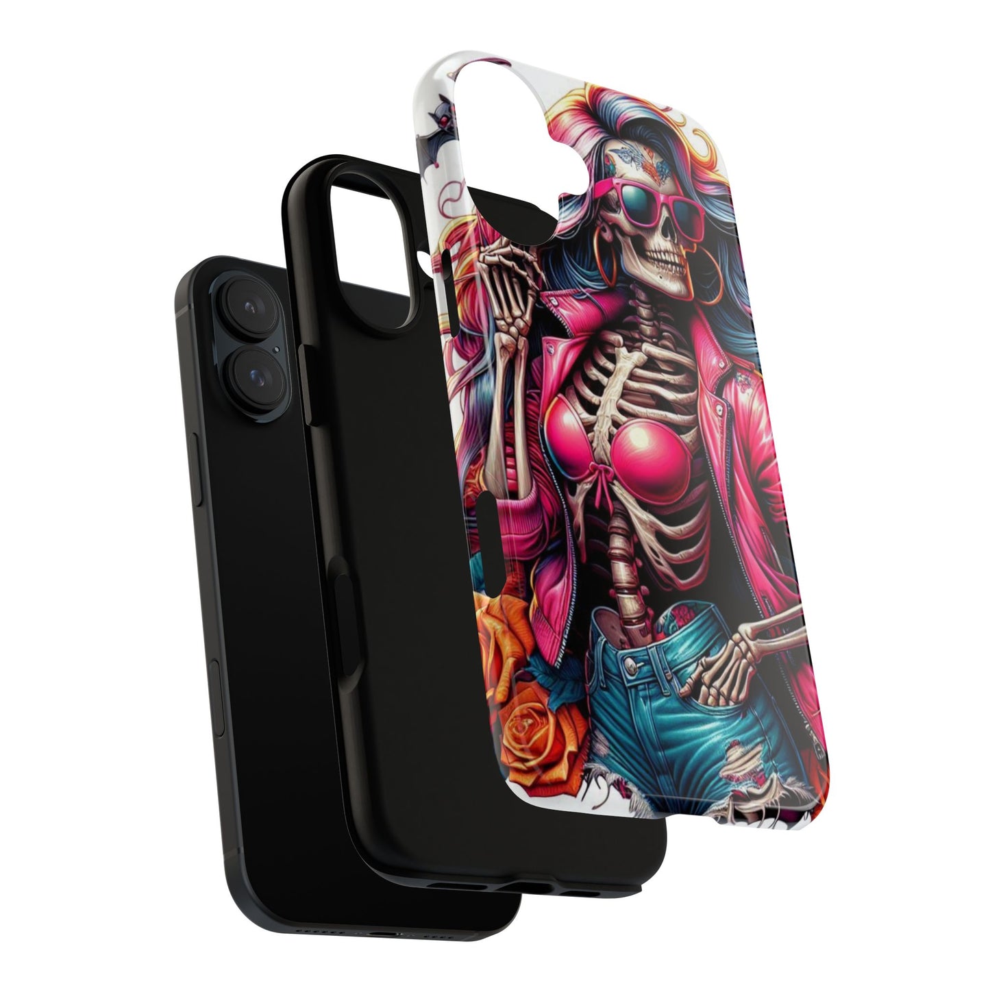 Neon Bones – Retro Skeleton & Vibrant Punk Aesthetic Mobile Cover