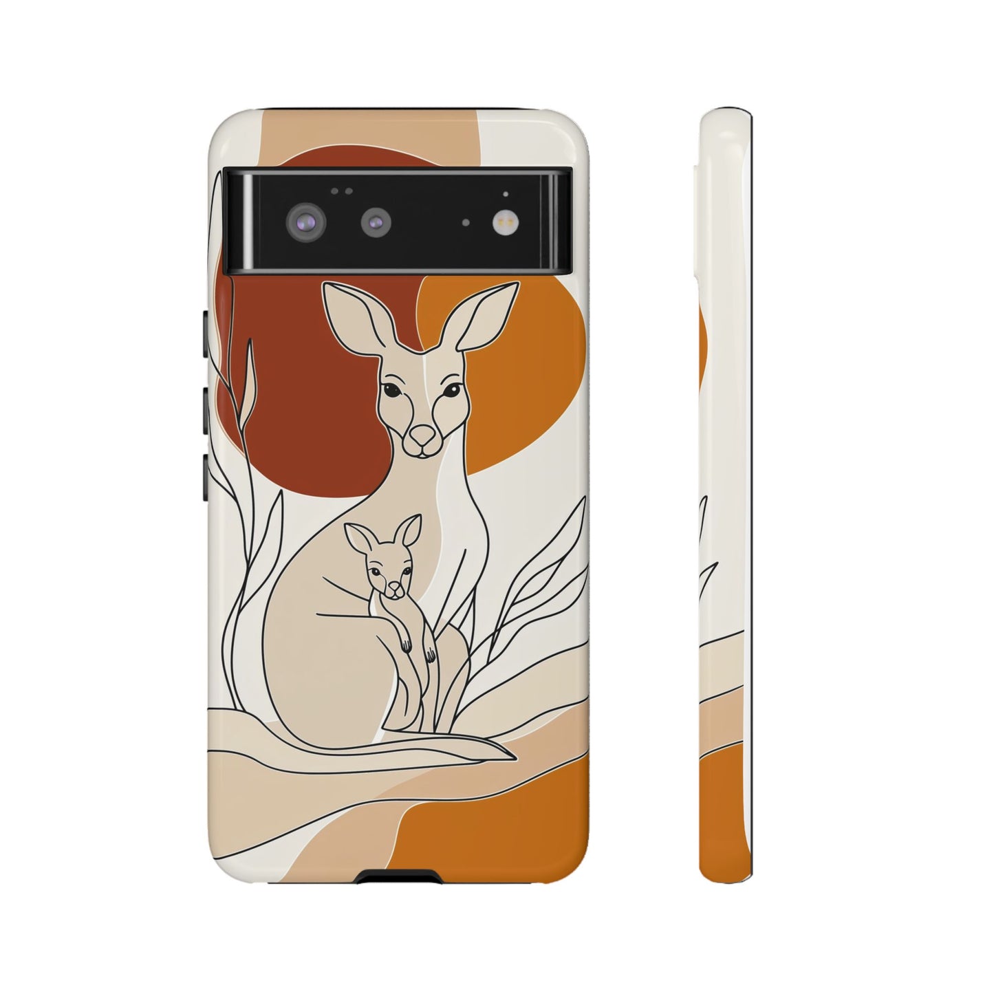 Outback Love: Kangaroo & Joey Line Art Phone Case for iPhone, Samsung & Pixel