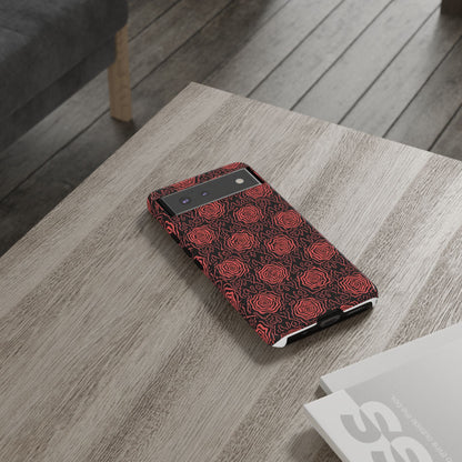Red roses abstract geometric seamless pattern design