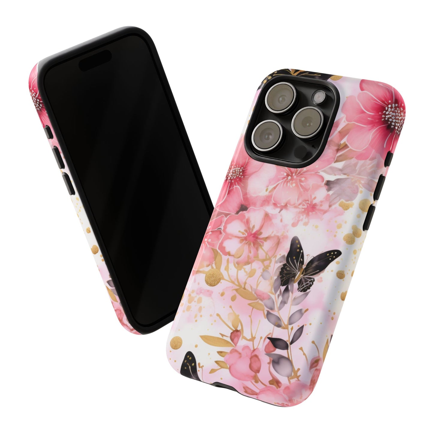 Pink Blossom & Gold Butterfly Mobile Case