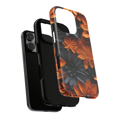 Orange & Black 3D Floral Mobile Case