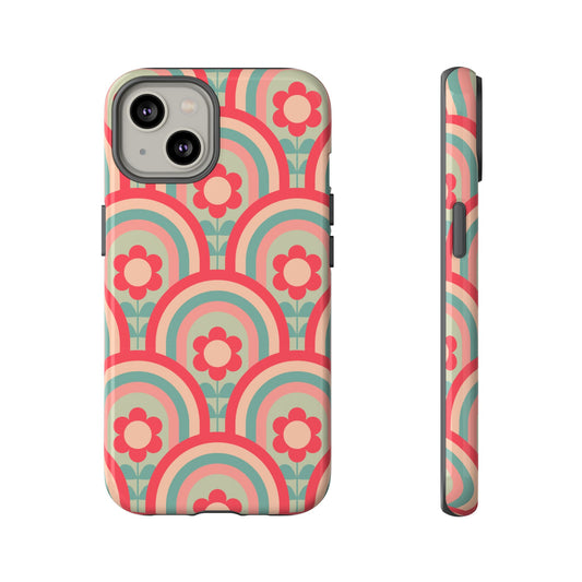 Retro Floral Rainbow Phone Case – Vintage Aesthetic for iPhone, Samsung & Google Pixel