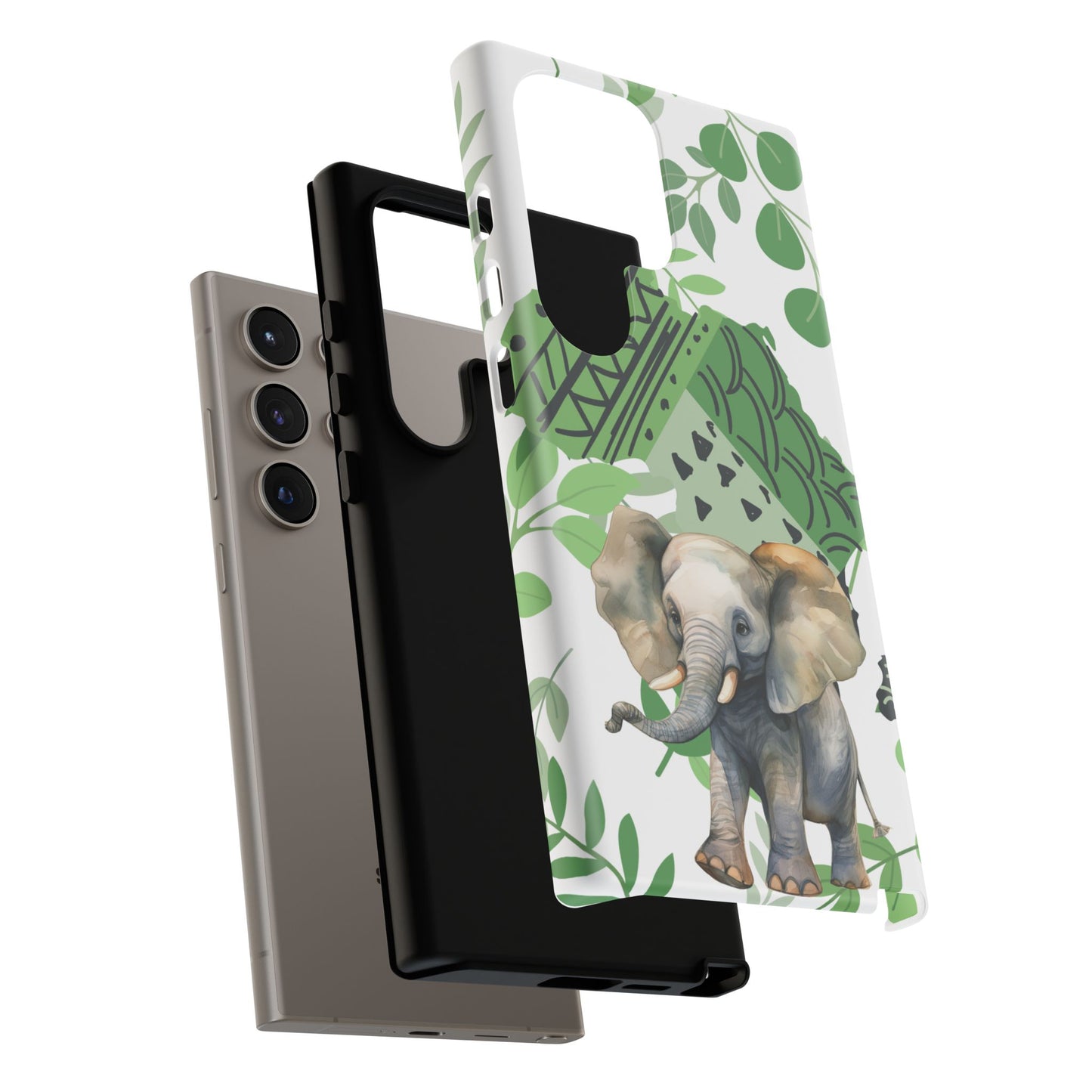Playful Baby Elephant Mobile Cover – Tropical Boho Art