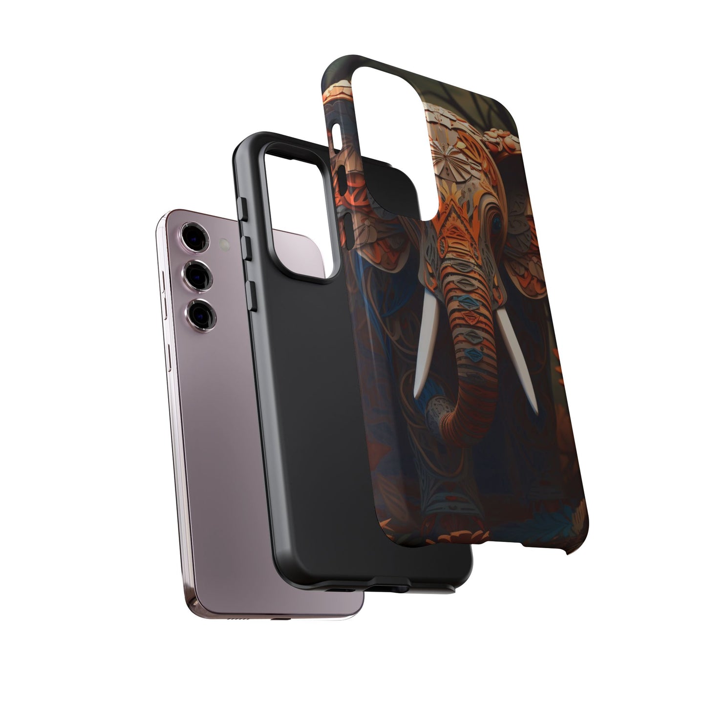 Elegant Artistic Elephant Mobile Cover – Intricate Paper-Cut Design