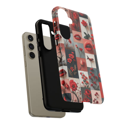 Red Flowers & Lips Collage Phone Case
