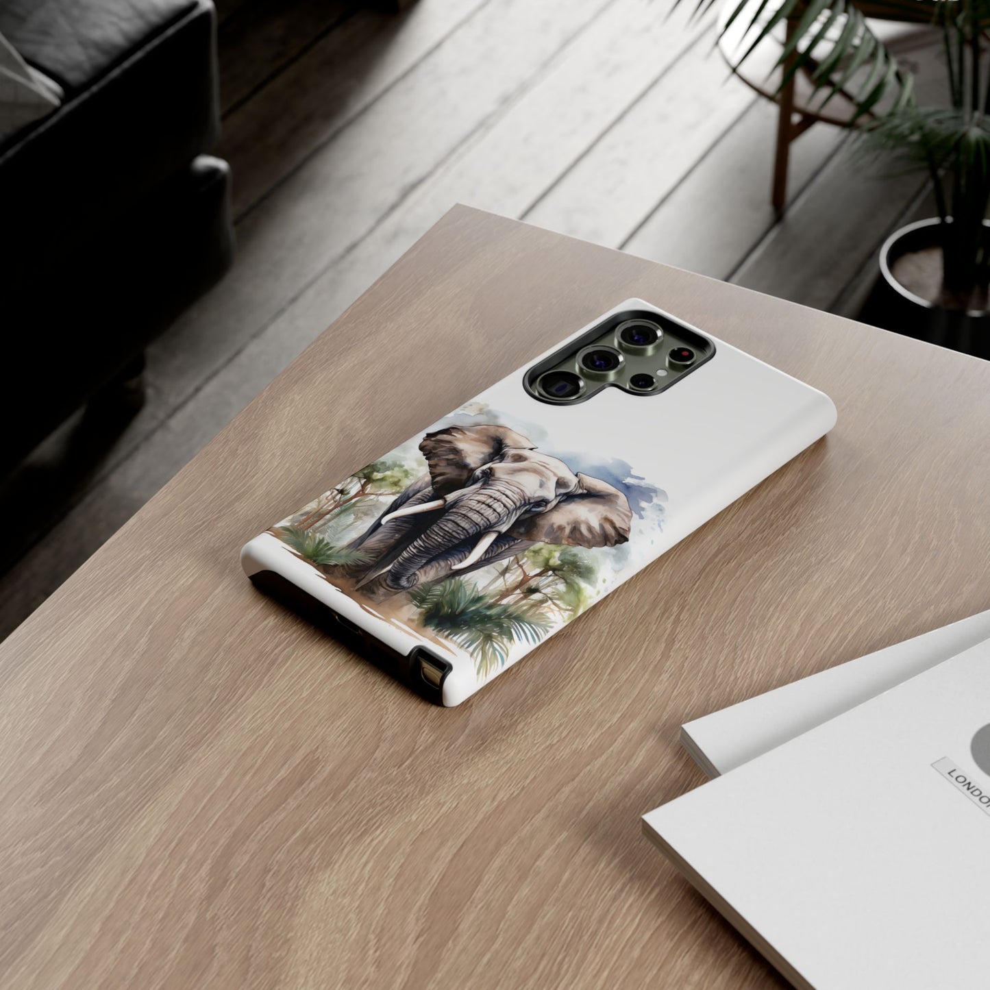 Majestic Watercolor Elephant Mobile Cover – Artistic Wildlife Design
