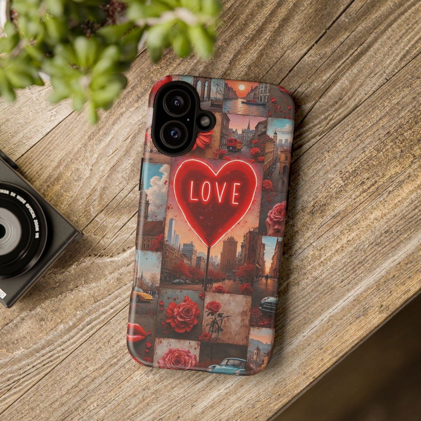 Neon Love Heart & Rose Phone Case