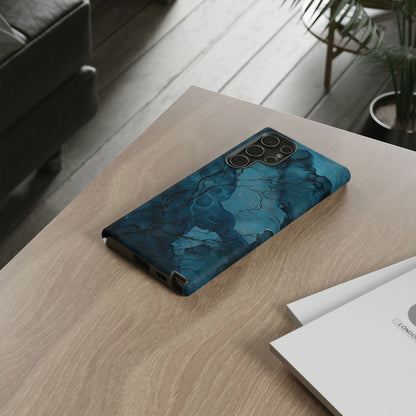 Surreal Abstract Digital Art With Deep Teal And Navy Hues phone case design