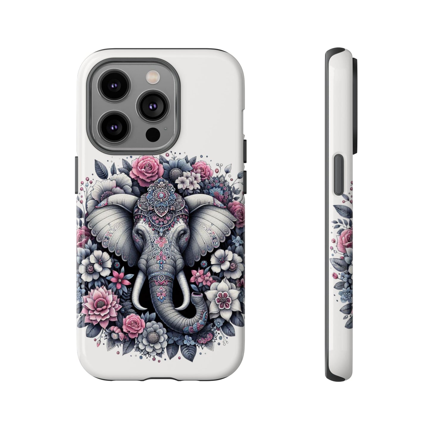 Ornate Floral Elephant Mobile Cover – Elegant Bohemian Art