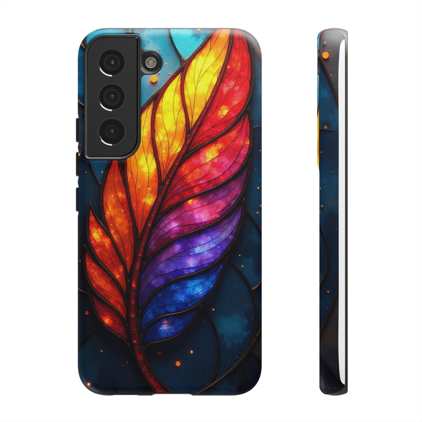 Vivid Feather: Stained Glass Abstract Art