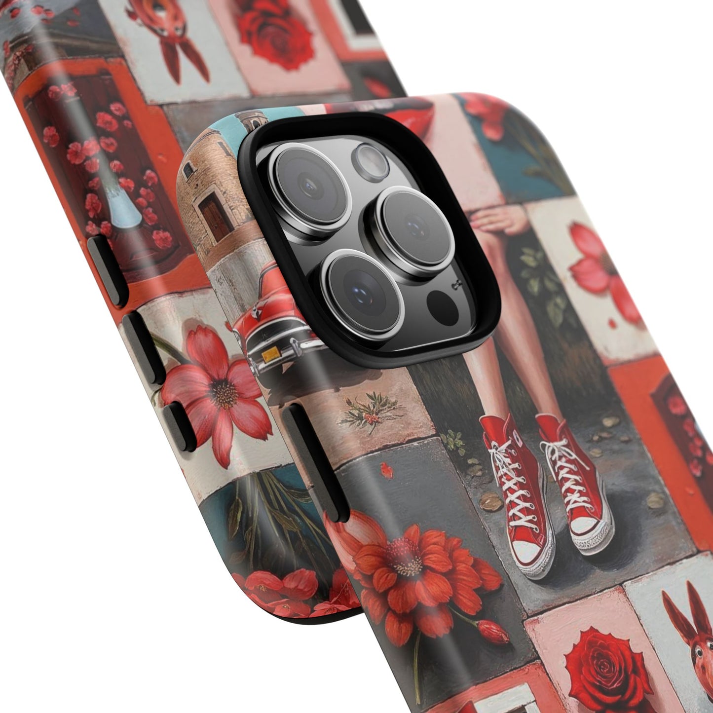 Red Sneakers & Roses Collage Phone Case