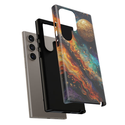 Cosmic Abstract Artwork With Dynamic Swirling Fluid Patterns phone case design.