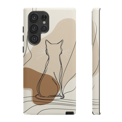 Minimalist Cat Silhouette: Elegant Line Art Phone Case for iPhone, Samsung & Pixel