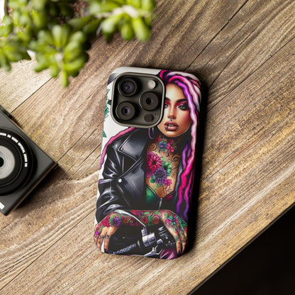 Neon Rebel – Vibrant Biker Queen Mobile Cover