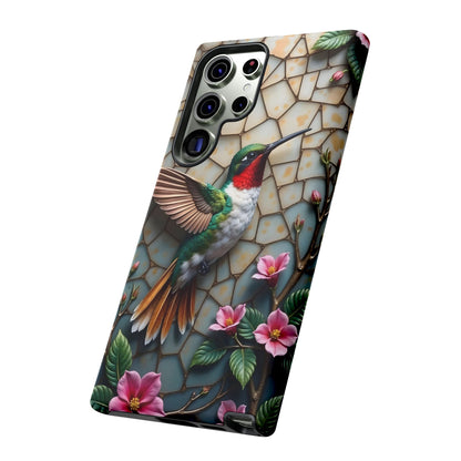Vivid Hummingbird with Blossoming Branches | Artistic Mosaic Style