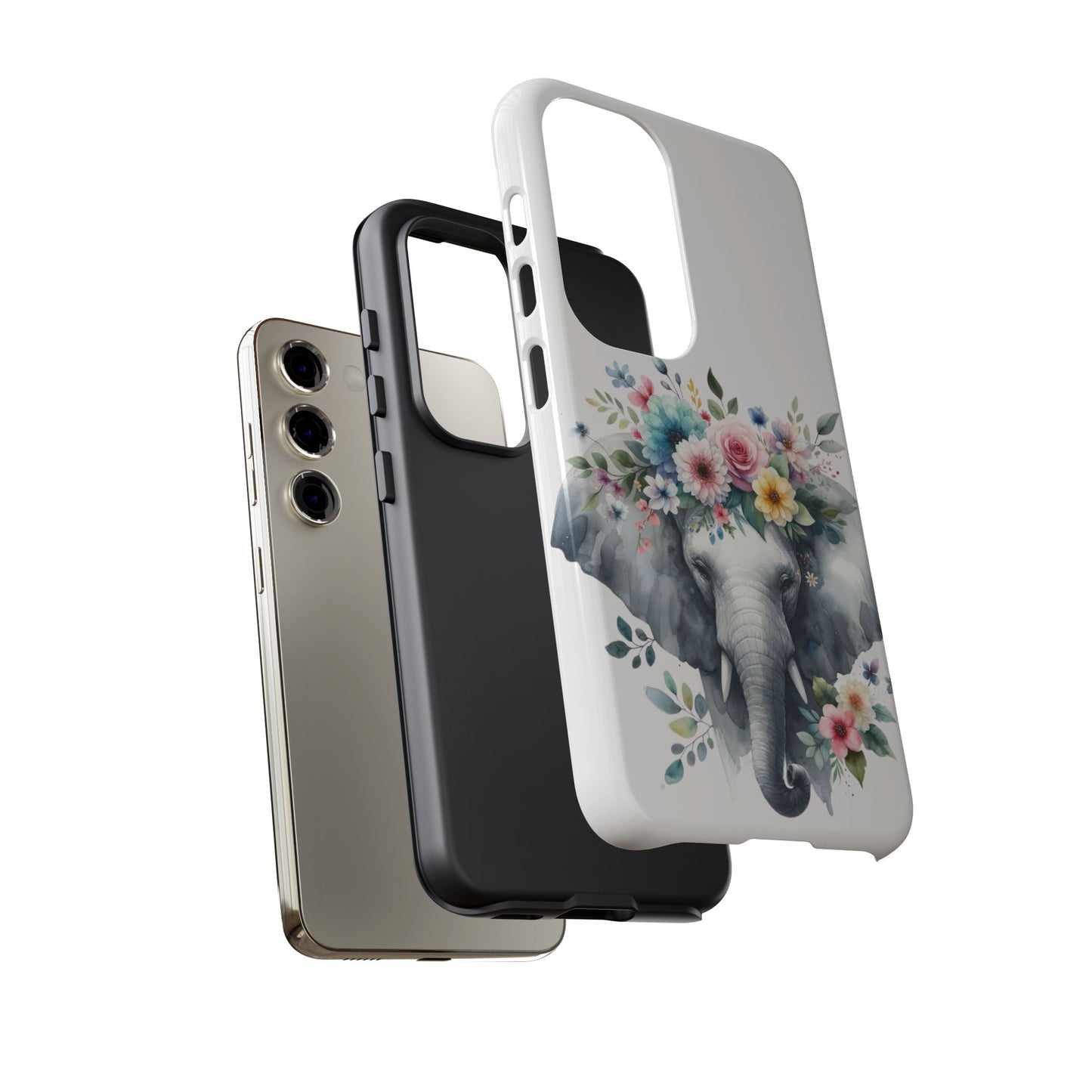 Floral Crown Elephant Mobile Cover – Elegant Watercolor Art