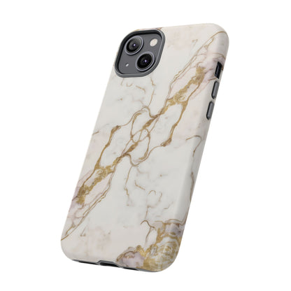 Elegant White and Gold Marble Case Design
