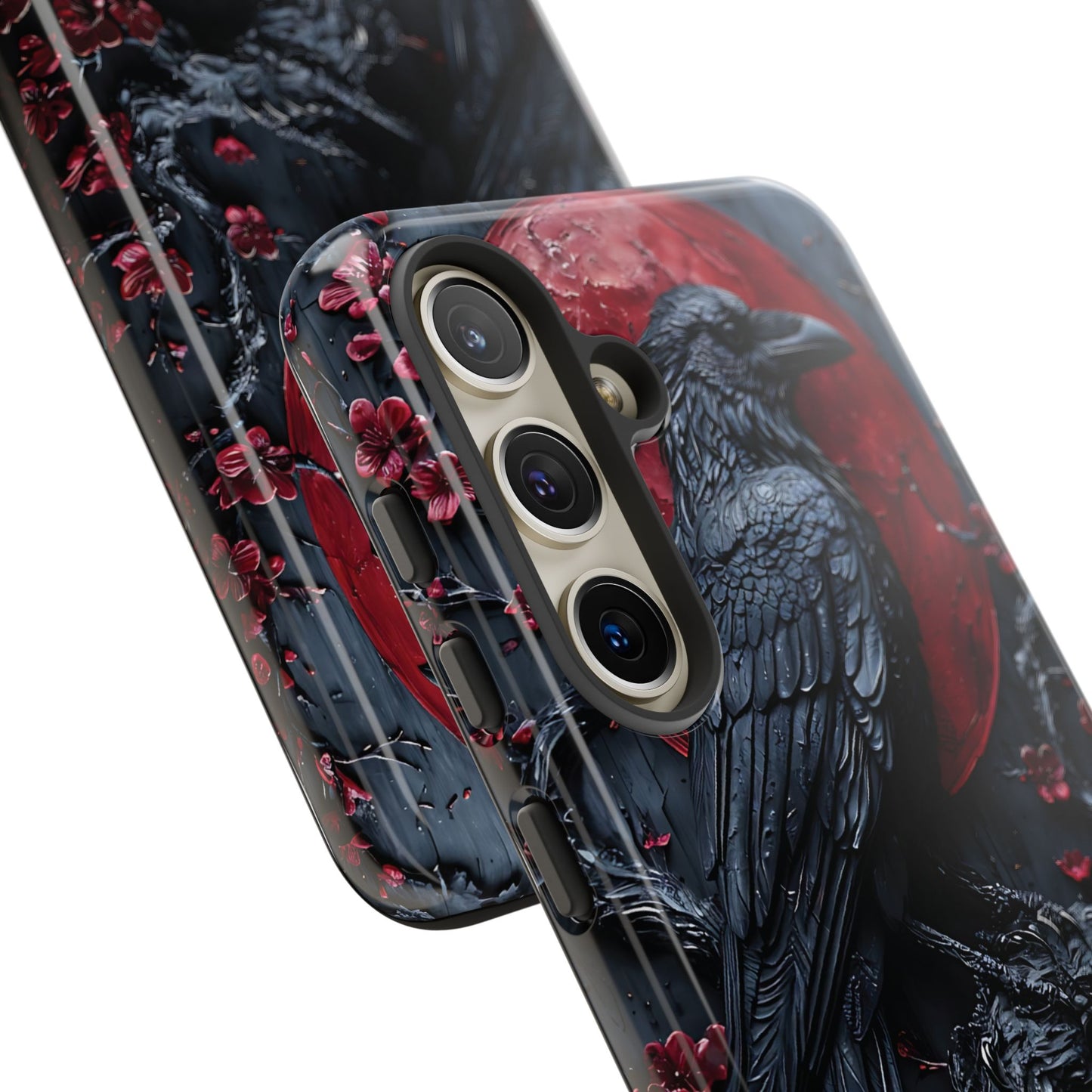 Gothic Sculpture Of Raven On Charcoal Tree Branch phone case design