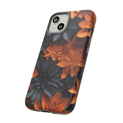 Orange & Black 3D Floral Mobile Case