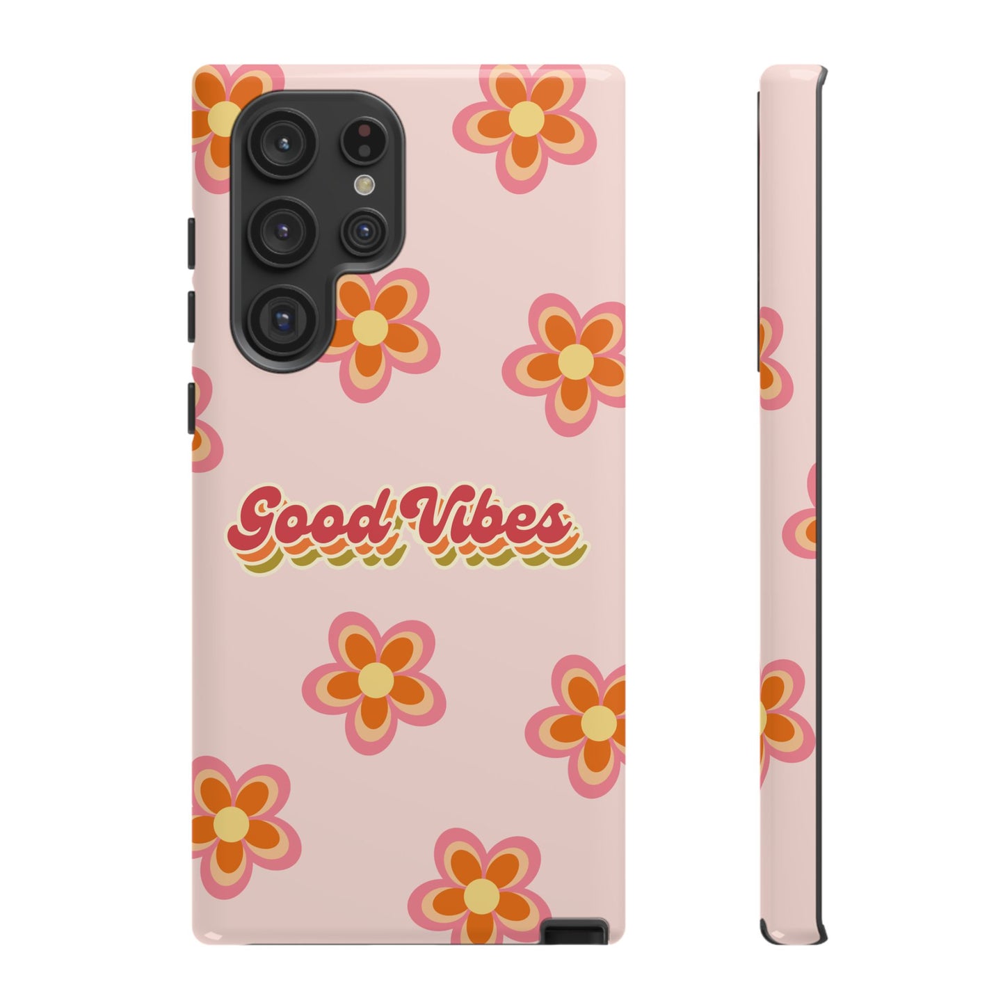 Retro Floral "Good Vibes" Phone Case – Vintage Aesthetic for iPhone, Samsung & Google Pixel