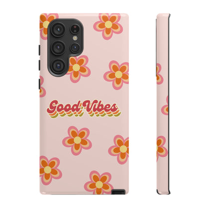 Retro Floral "Good Vibes" Phone Case – Vintage Aesthetic for iPhone, Samsung & Google Pixel