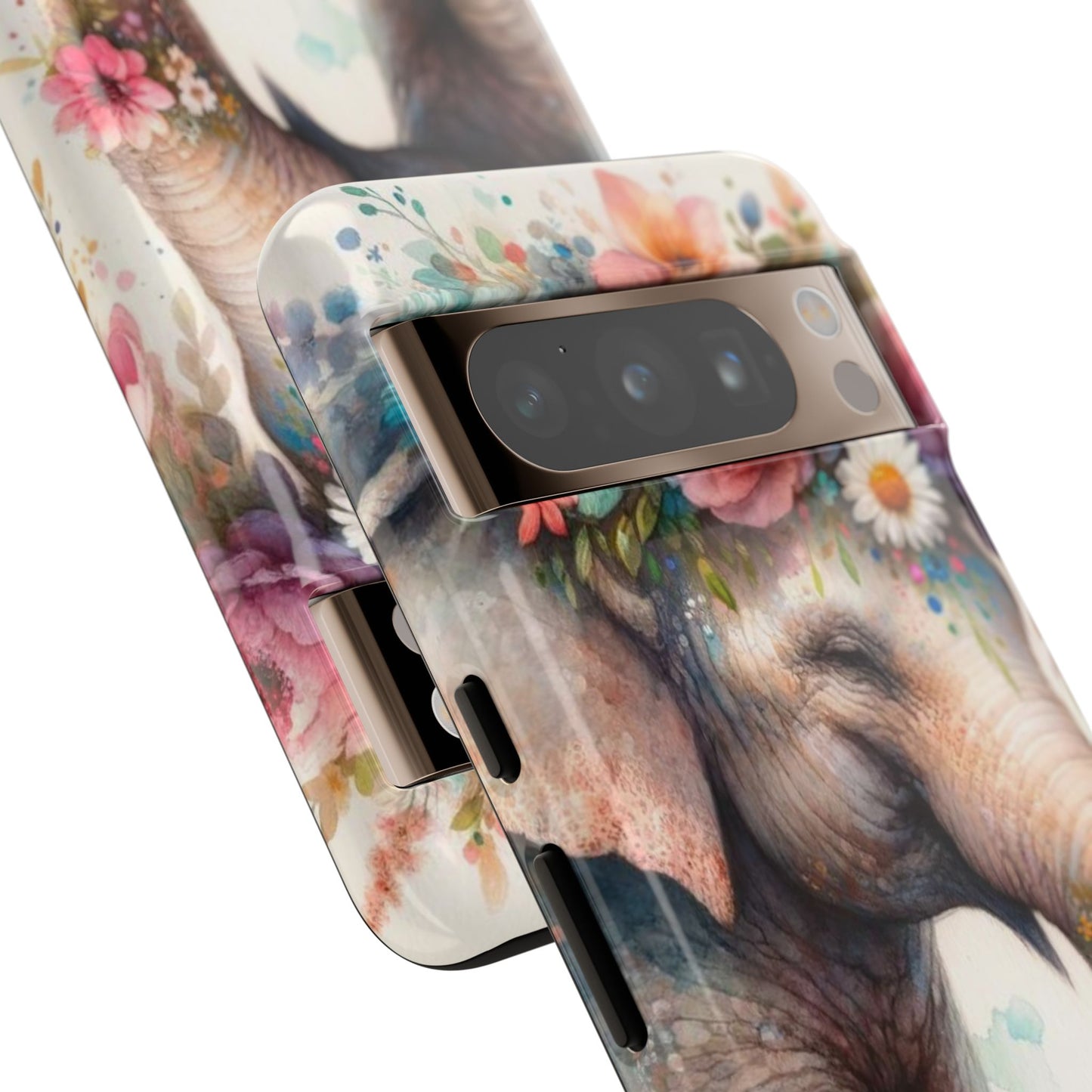 Joyful Floral Elephant Mobile Cover – Whimsical Watercolor Art