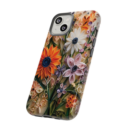 Intricate Quilled Floral Artwork In Vibrant Colors phone case design.