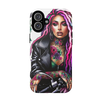 Neon Rebel – Vibrant Biker Queen Mobile Cover