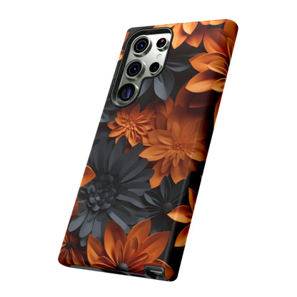 Orange & Black 3D Floral Mobile Case