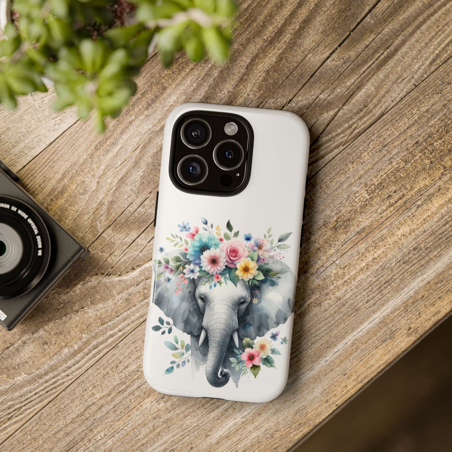 Floral Crown Elephant Mobile Cover – Elegant Watercolor Art