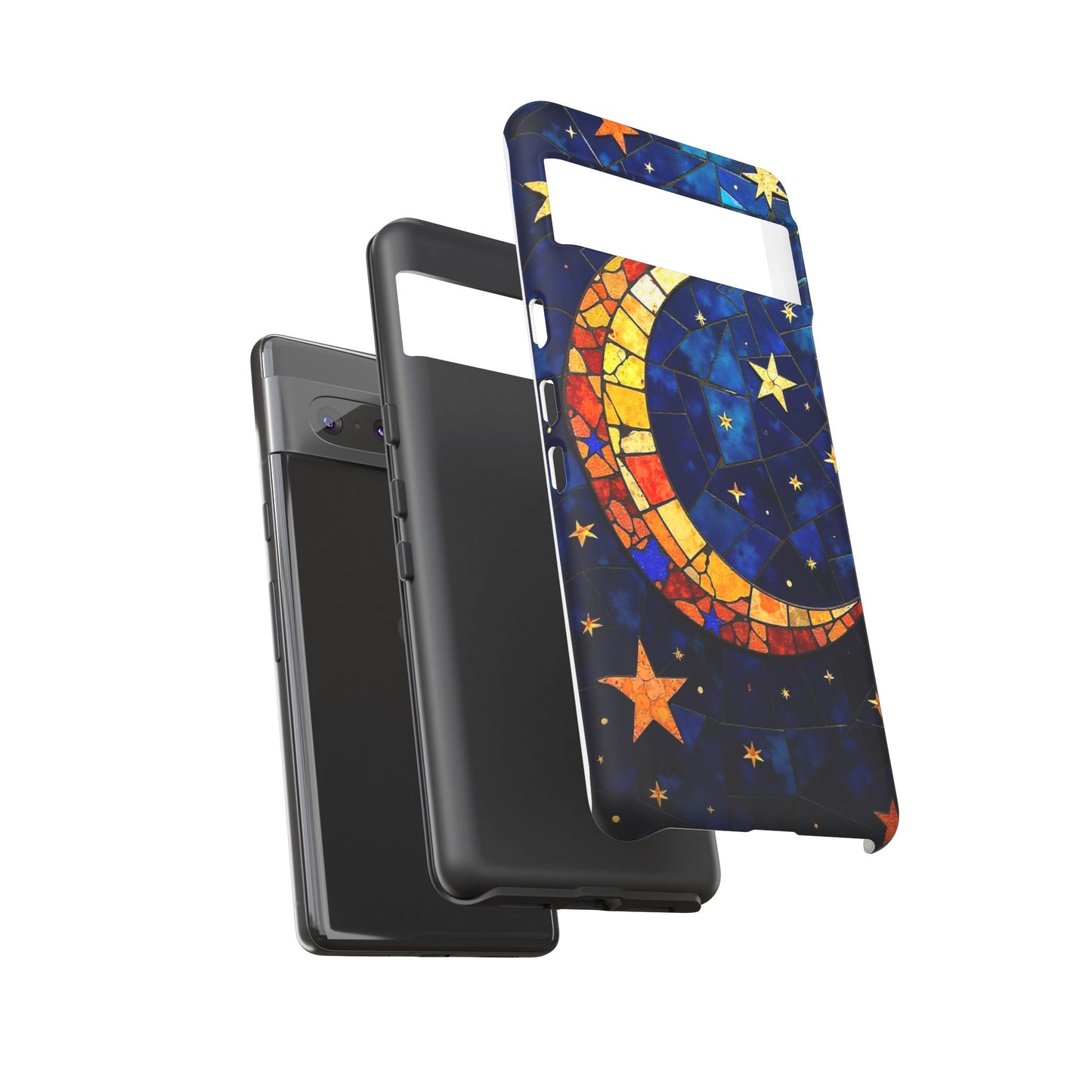 Celestial Crescent: Vibrant Moon and Stars Phone Case