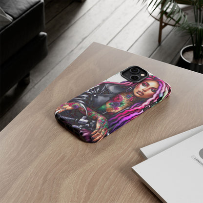 Neon Rebel – Vibrant Biker Queen Mobile Cover