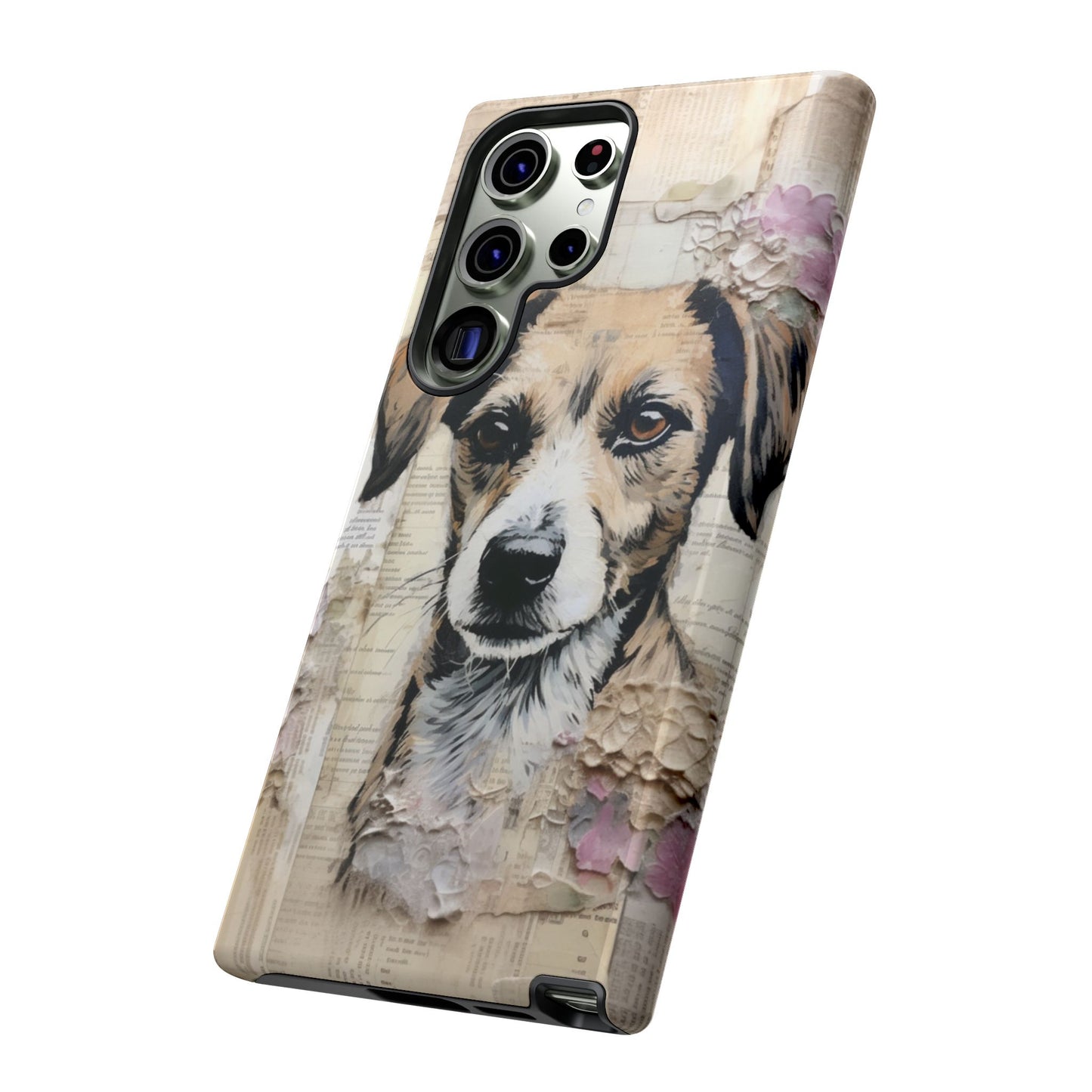 Vintage Collage Dog Portrait Mobile Cover – Artistic Mixed Media Design