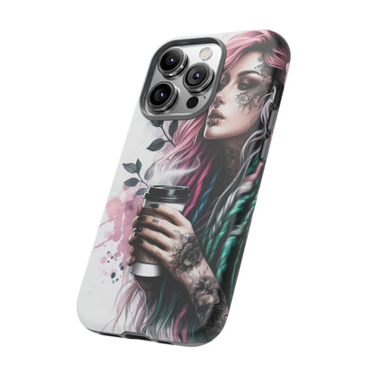 Boho Rebel – Vibrant Dreadlocks & Tattooed Coffee Lover Mobile Cover