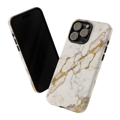 Elegant White and Gold Marble Case Design